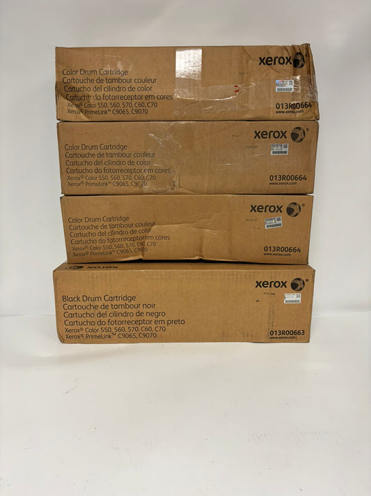 4 Cosmetic OEM Xerox C550,560,570,C60,C70 Drums 013R00663,013R00664 (1K & 3 Clr)