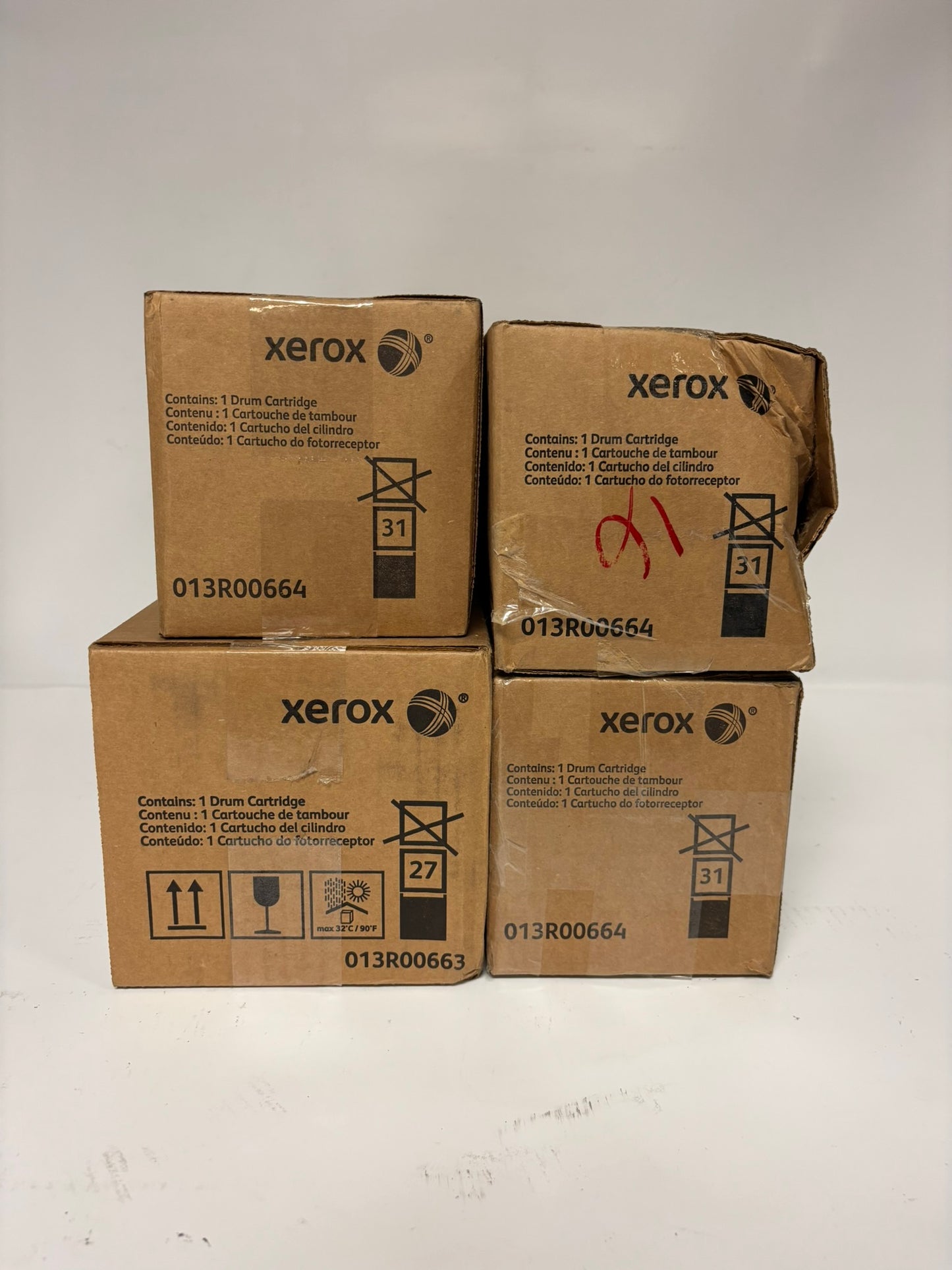 4 Cosmetic OEM Xerox C550,560,570,C60,C70 Drums 013R00663,013R00664 (1K & 3 Clr)