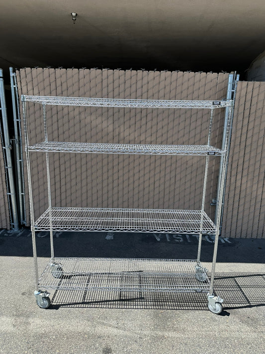 ULINE H-8275 Chrome Mobile Shelving 60 x 18 x 69" 1000lbs Capacity, 4-Shelf
