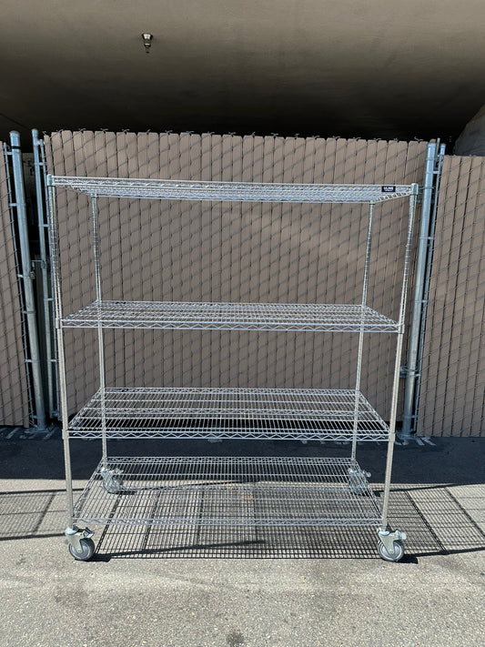 ULINE H-3158 Chrome Mobile Shelving 60 x 24 x 69" 1000lbs Capacity, 4-Shelf