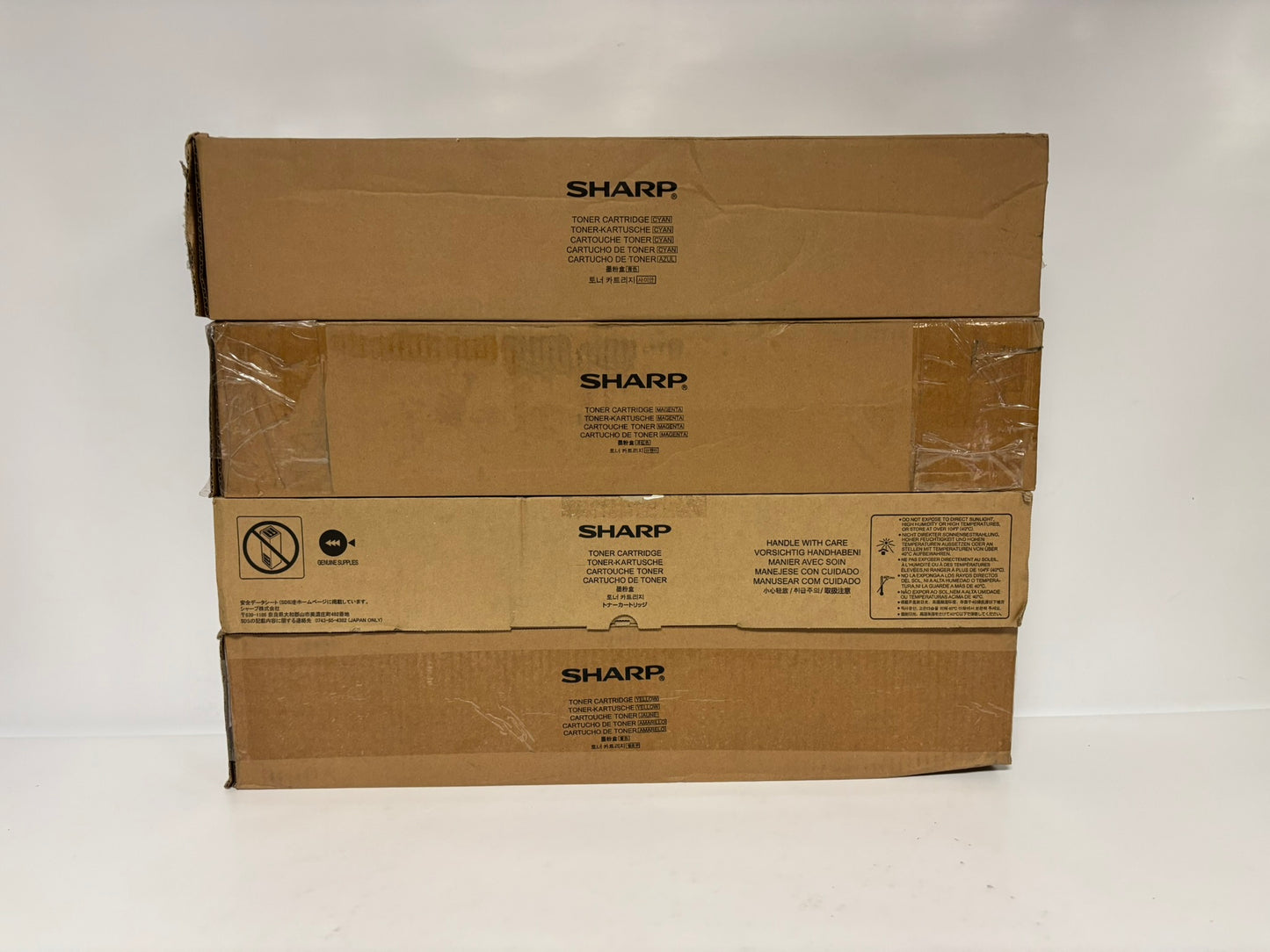 4 Genuine Sharp MX6500N,MX7090N,MX7500N, MX8090N MX-75 CMYY Toners (No Black)
