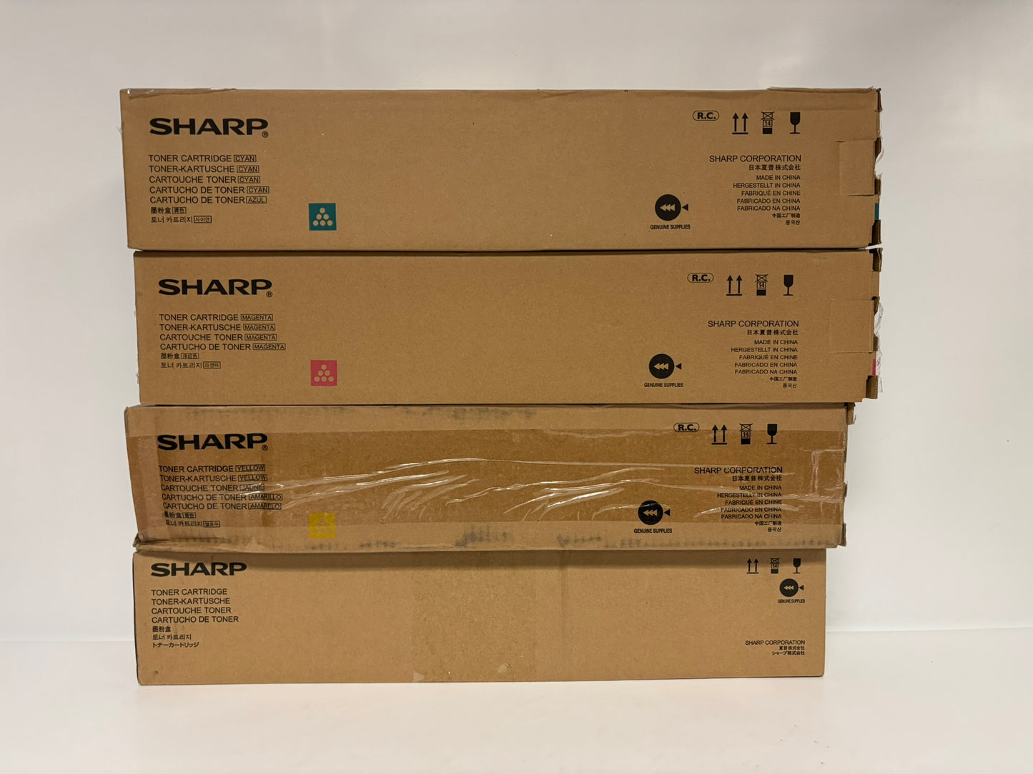 4 Genuine Sharp MX6500N,MX7090N,MX7500N, MX8090N MX-75 CMYY Toners (No Black)