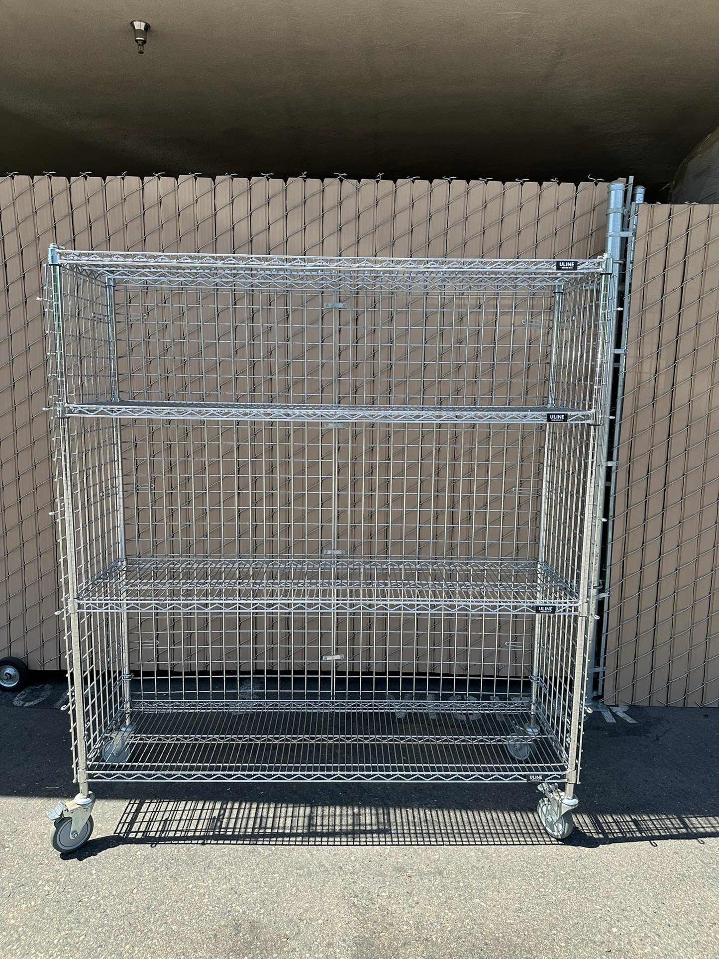 ULINE H-2658 Three-Shelf Cart 60 x 18 x 69" 1000lbs Capacity, Enclosed, No Doors