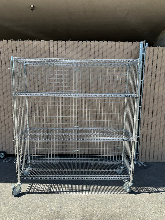 ULINE H-2658 Three-Shelf Cart 60 x 18 x 69" 1000lbs Capacity, Enclosed, No Doors