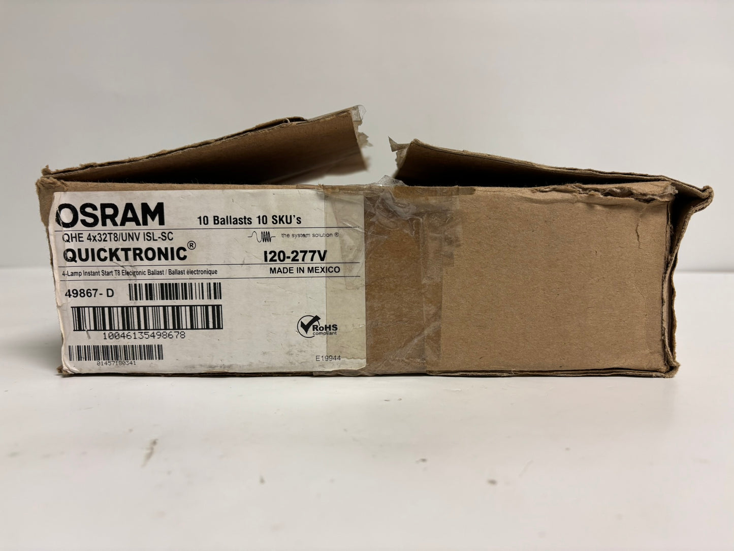 7 Pk OSRAM QHE4X32T8/UNV ISL-SC Ballast, 4-Lamp T8, 120-277V, Instant Start