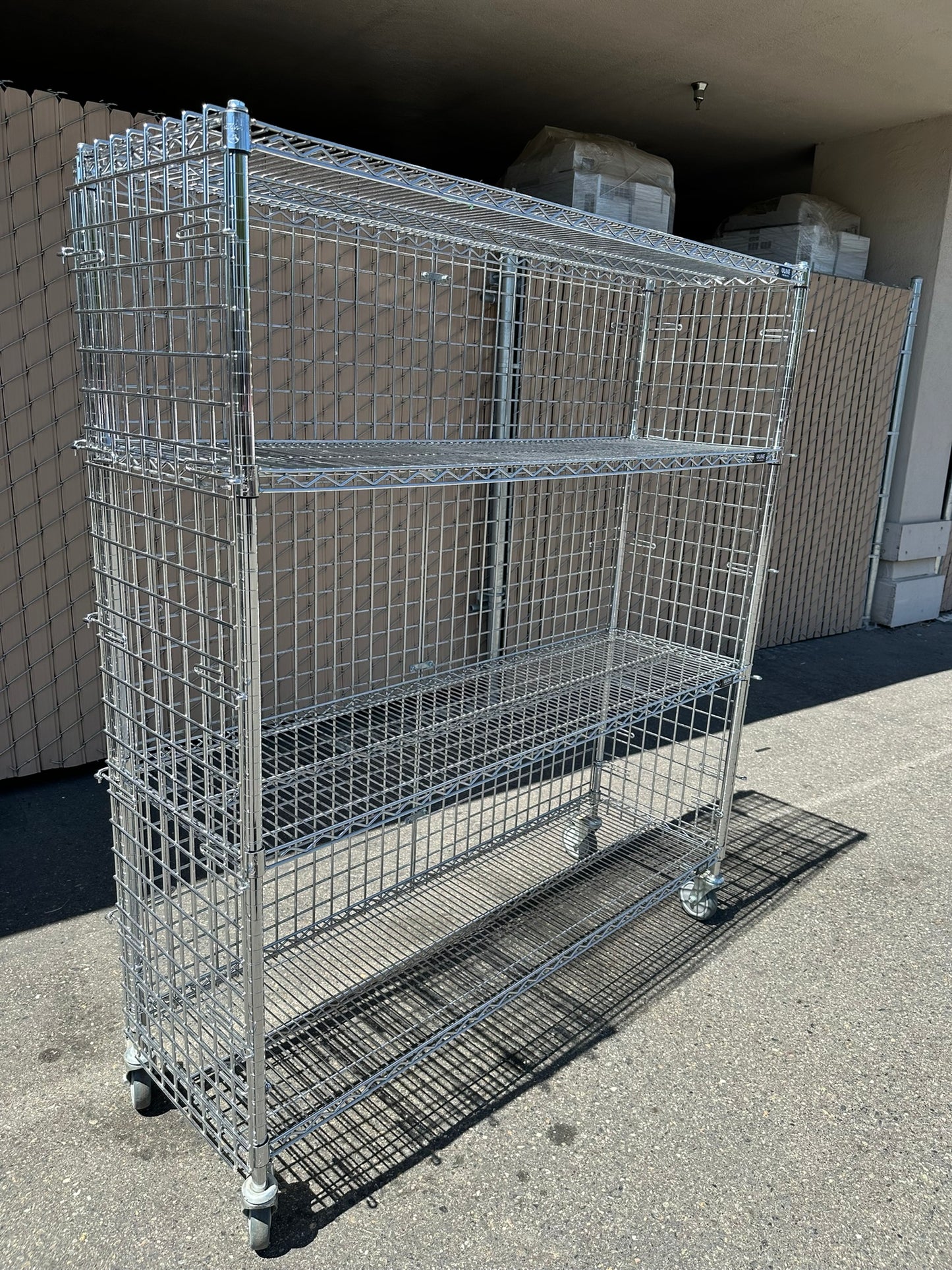 ULINE H-2658 Three-Shelf Cart 60 x 18 x 69" 1000lbs Capacity, Enclosed, No Doors
