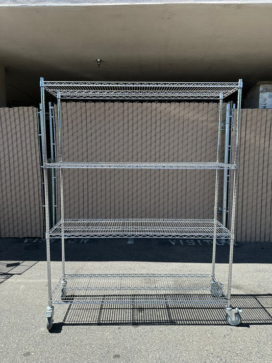 ULINE H-8276 Chrome Mobile Shelving 60 x 18 x 78" 1000lbs Capacity, 4-Shelf