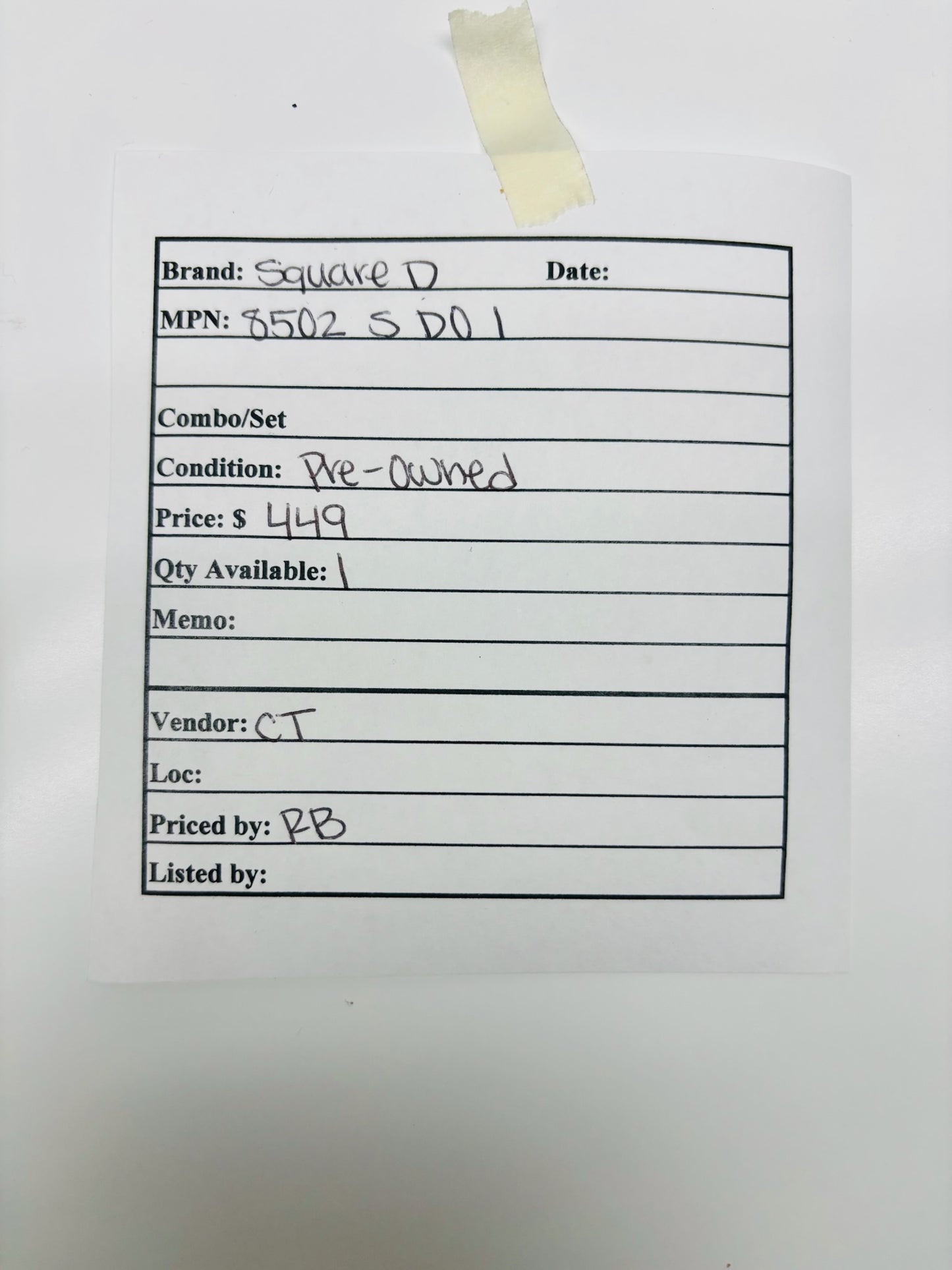 Square D 8502SDO1 Industrial Control Switch