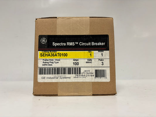 GE Spectra RMS SEHA36AT0100 3-Pole Circuit Breaker Frame Only,  100 AMP-600 VAC