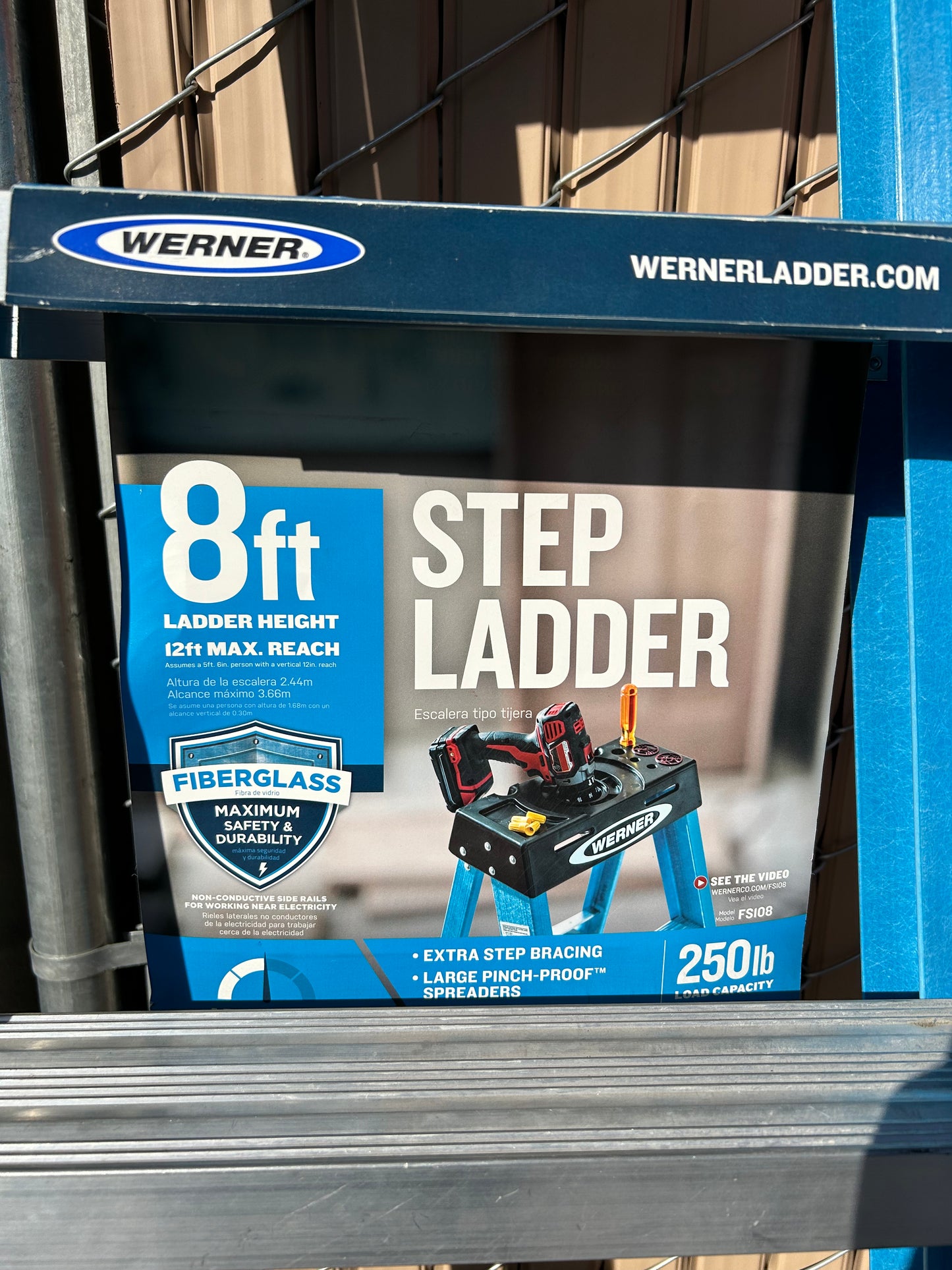 WERNER Stepladder 8 ft. Aluminum Step Ladder Type IA 250 lb. capacity New