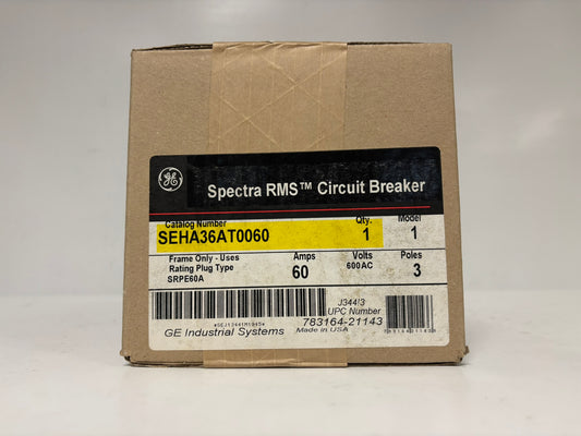 GE Spectra SEHA36AT0060 3-Pole Circuit Breaker Frame Only 60 AMP - 600 VAC