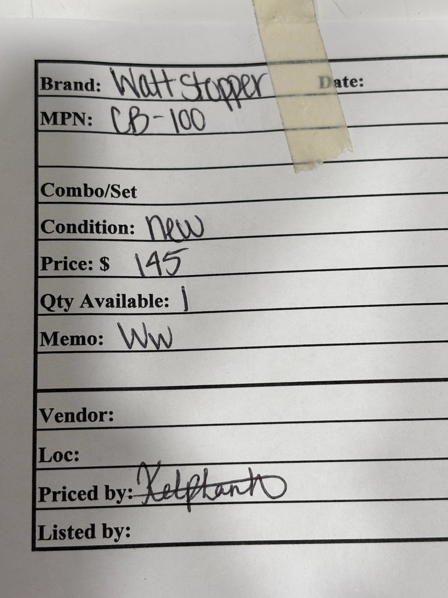 Watt Stopper CB-100 Low-Temp PIR Occupancy Sensor, 24VDC, 2000 Sq Ft Coverage
