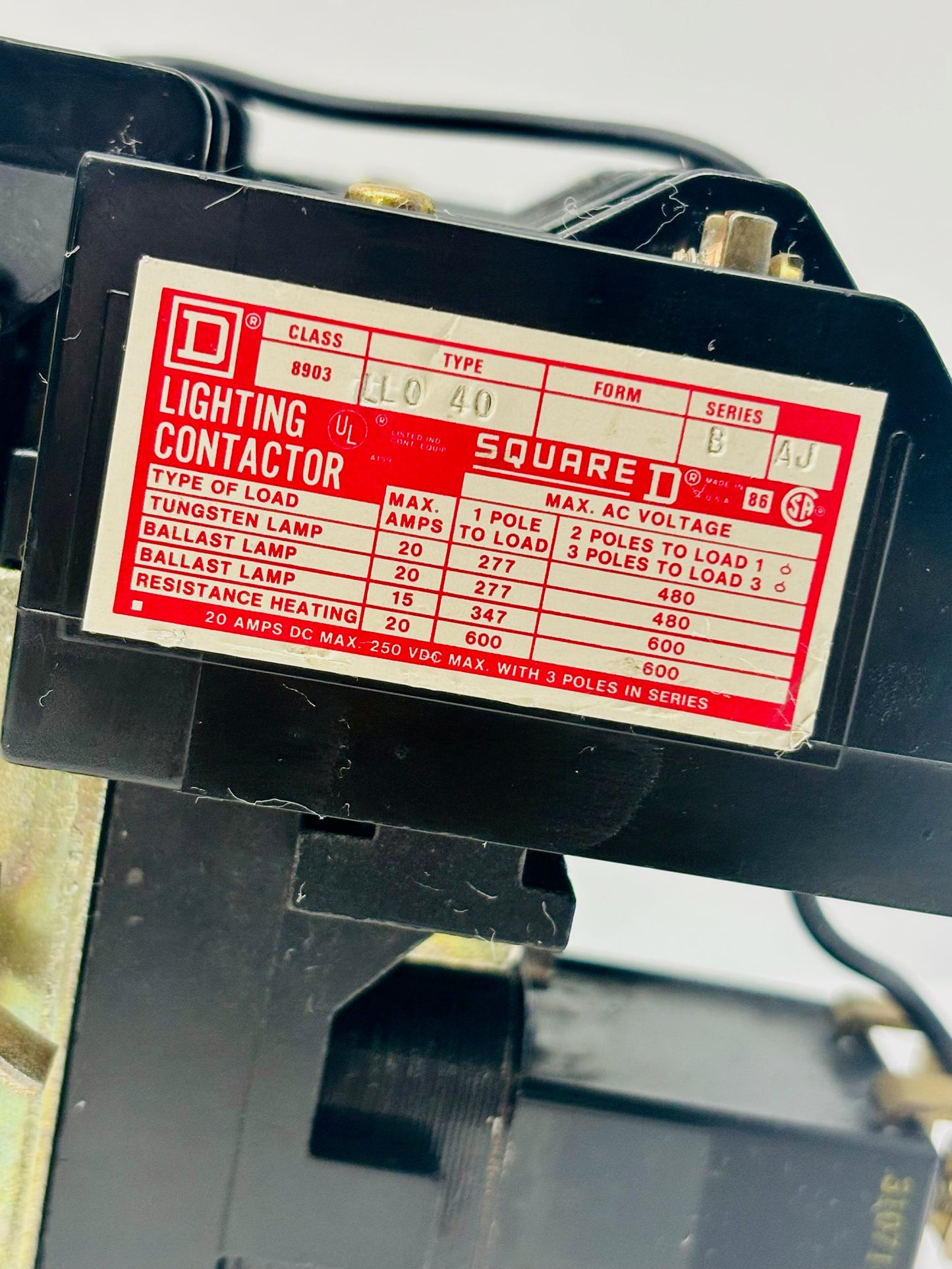 Square D LL0-40 Lighting Contactor