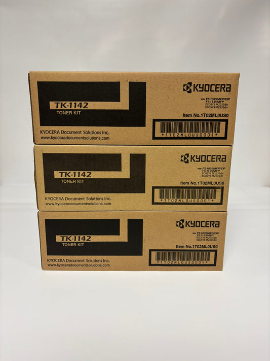 3 OEM Kyocera Copystar M2035dn,M2535dn,FS-1035,FS-1135 Black Toners TK-1142