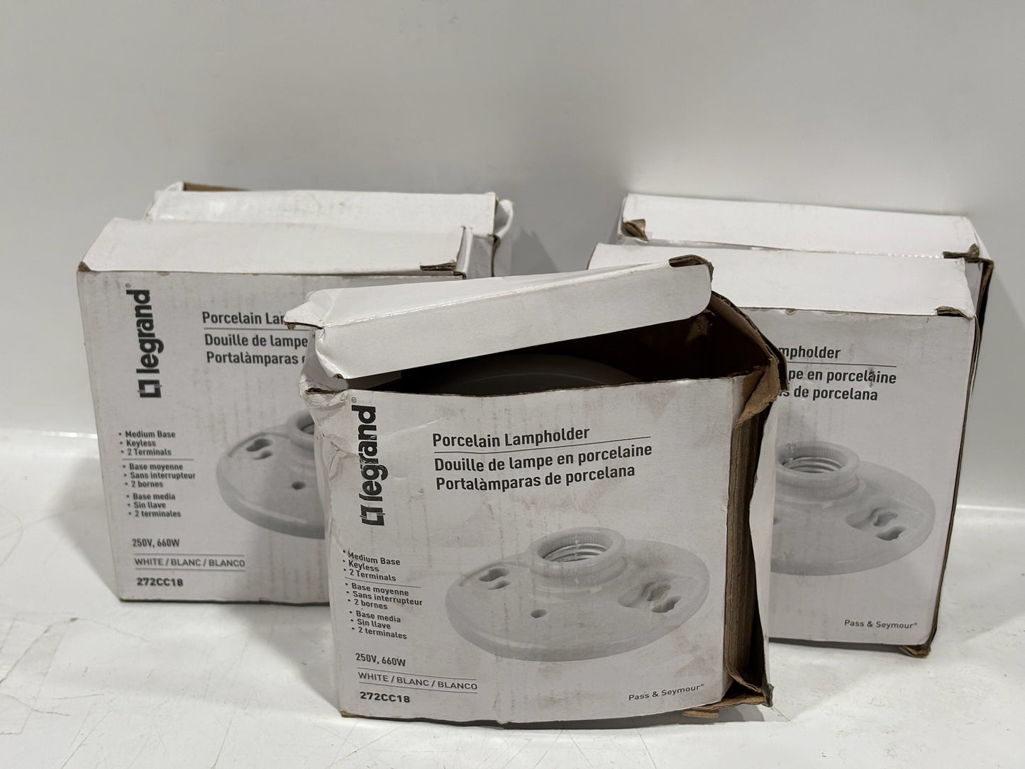 5 PK Legrand 272 Keyless Porcelain Medium-Base Lamp holder