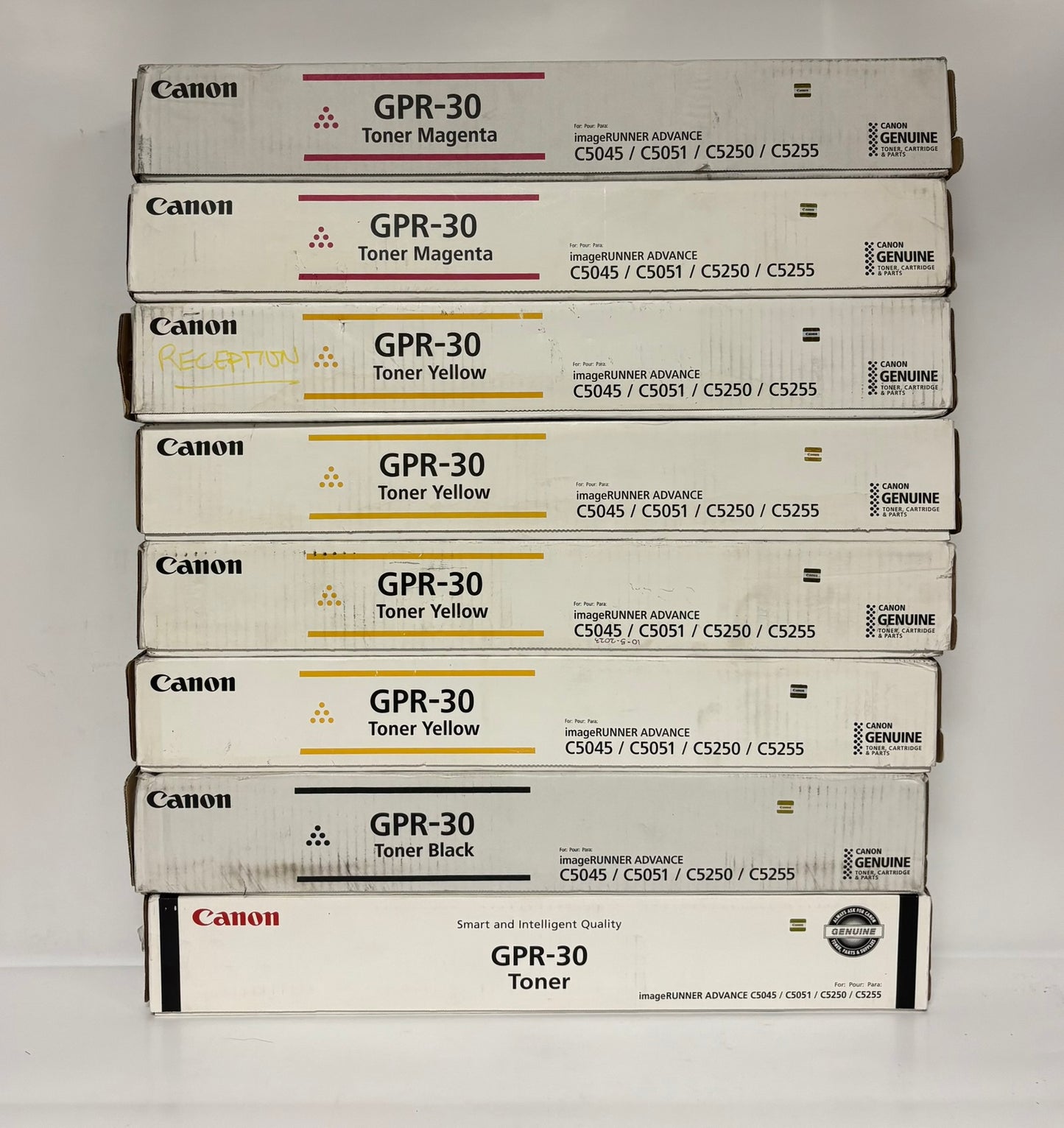 8 Genuine Canon iR ADVANCE C5045,C5051,C5250,C5255 GPR-30 MYK Toners (No Cyan)