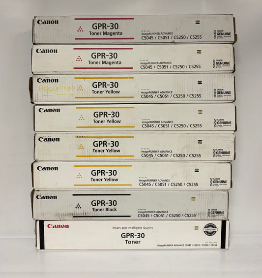 8 Genuine Canon iR ADVANCE C5045,C5051,C5250,C5255 GPR-30 MYK Toners (No Cyan)