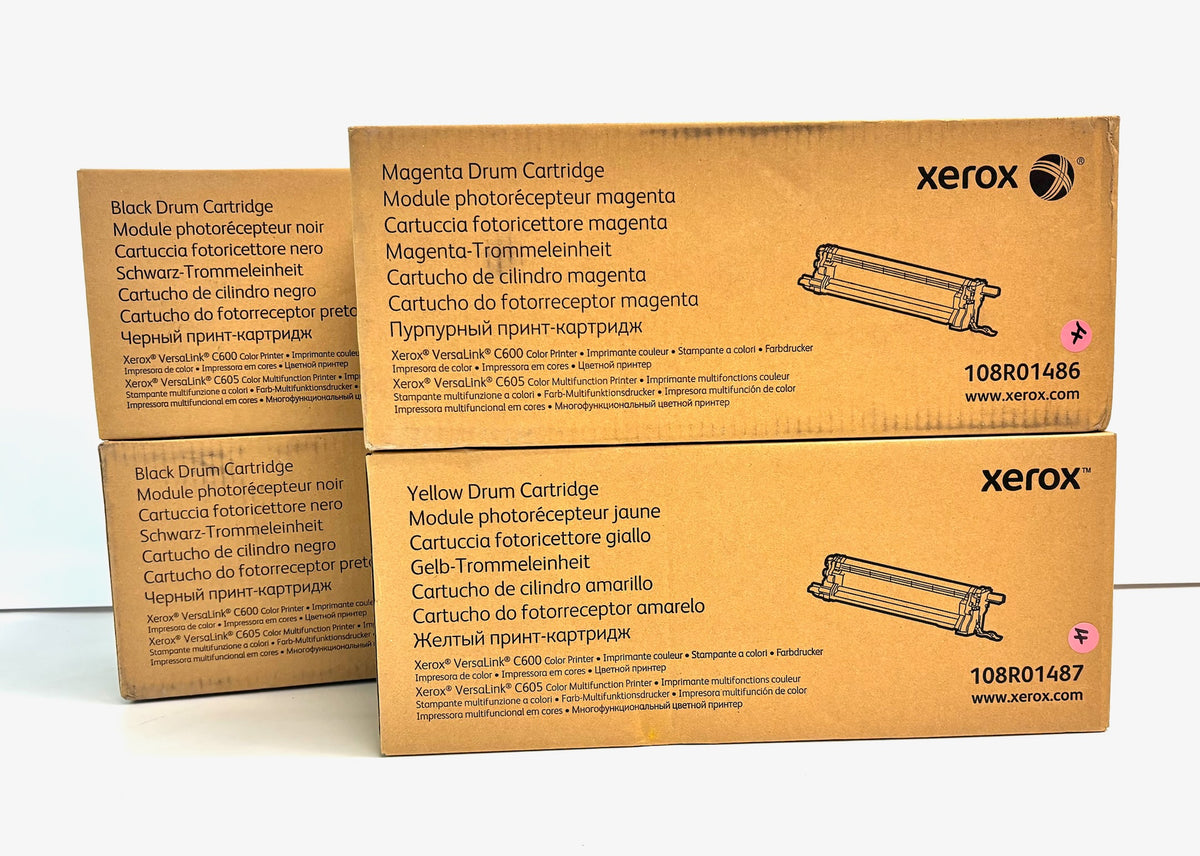 4 Genuine Xerox VersaLink C600,C605 Mag Yellow & Black Drums 108R01486,1487,1488