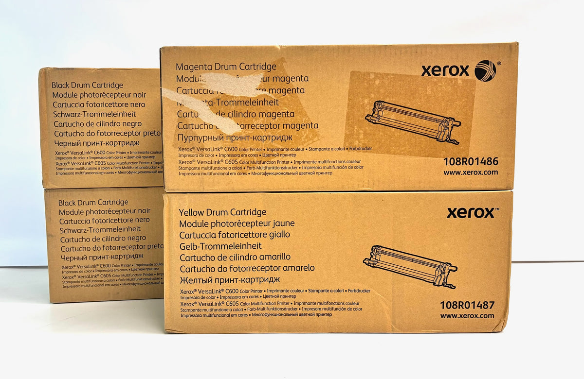 4 Genuine Xerox VersaLink C600,C605 Mag Yellow & Black Drums 108R01486,1487,1488