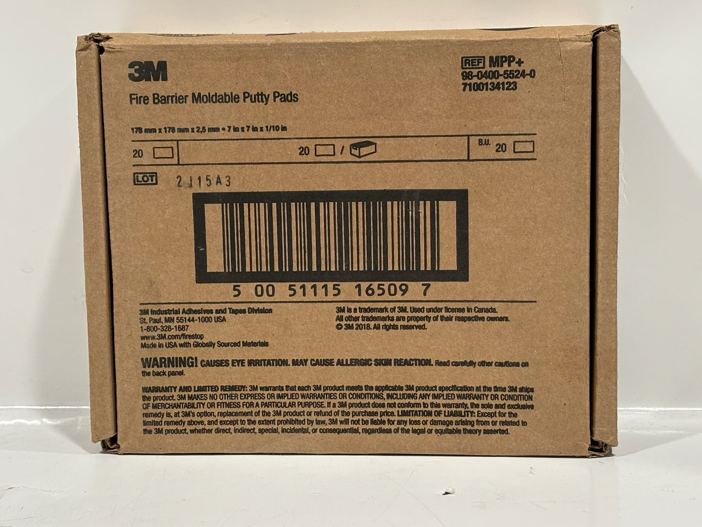 20 PK 3M Fire Barrier Moldable Putty Pads MPP+ for Electrical Box Protection