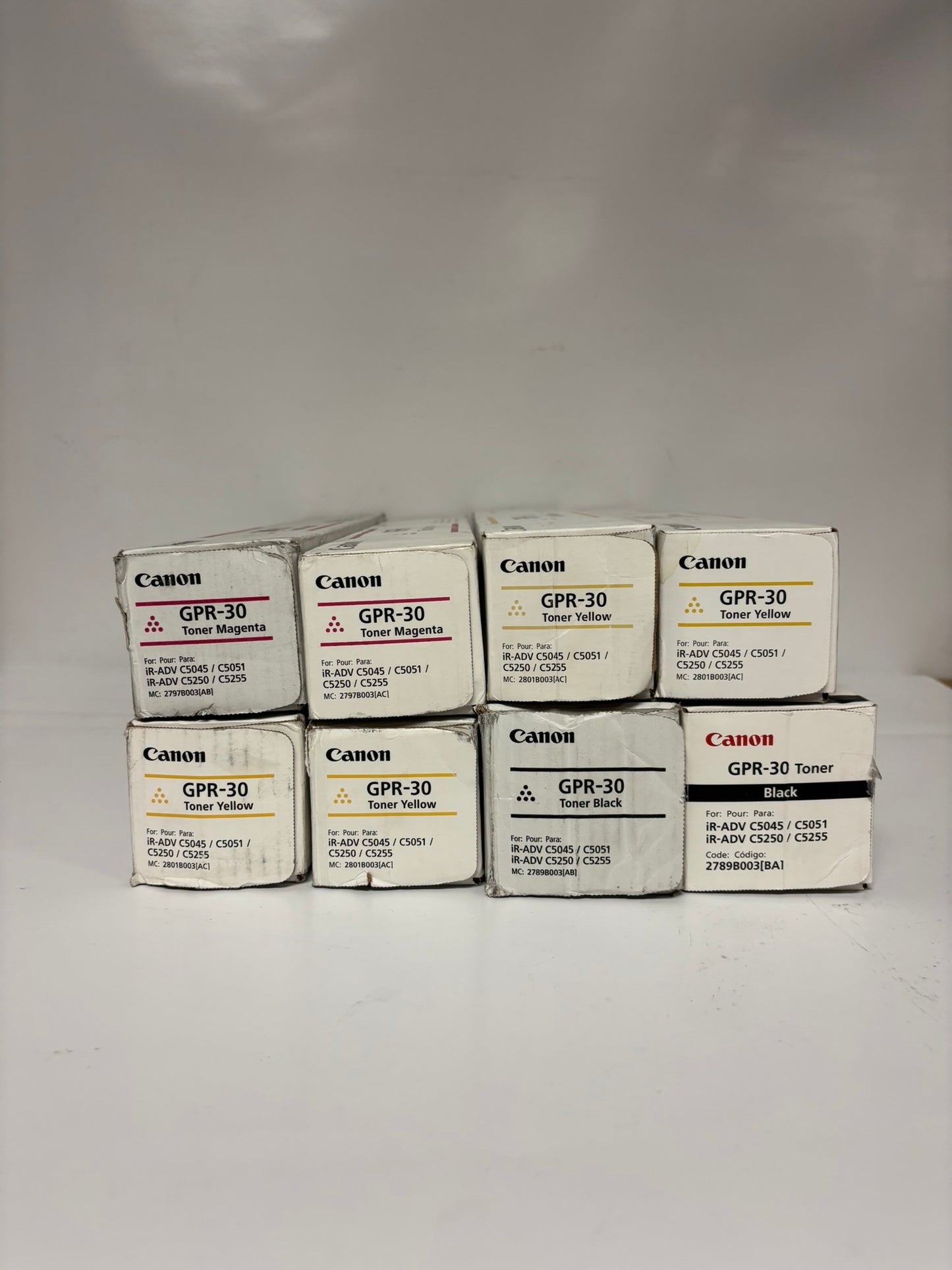 8 Genuine Canon iR ADVANCE C5045,C5051,C5250,C5255 GPR-30 MYK Toners (No Cyan)