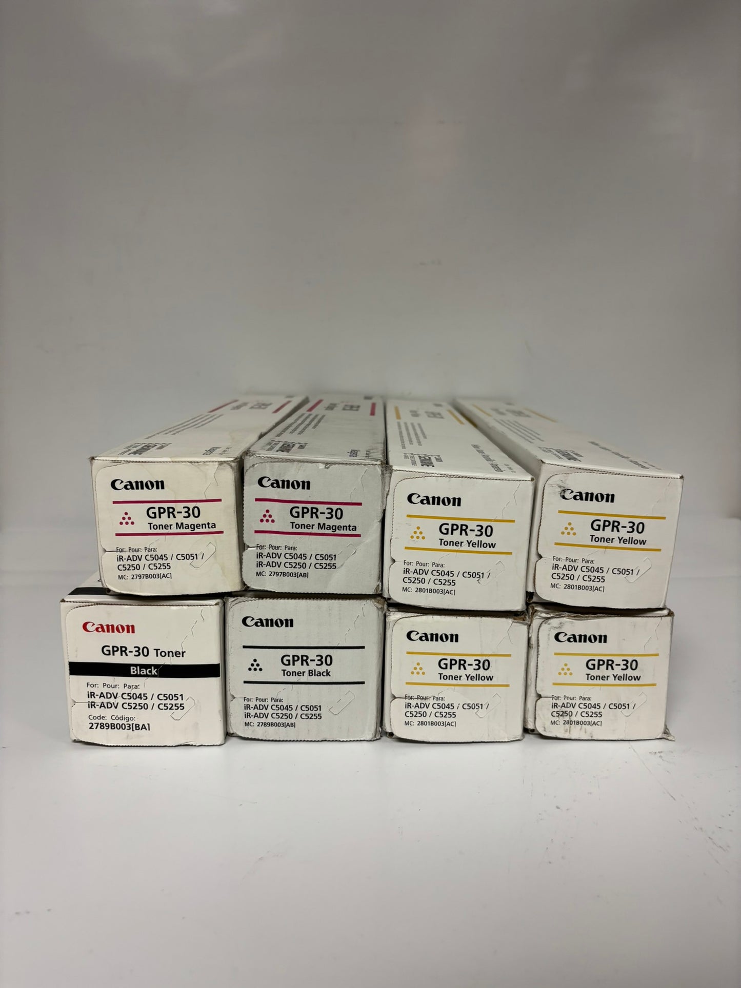 8 Genuine Canon iR ADVANCE C5045,C5051,C5250,C5255 GPR-30 MYK Toners (No Cyan)