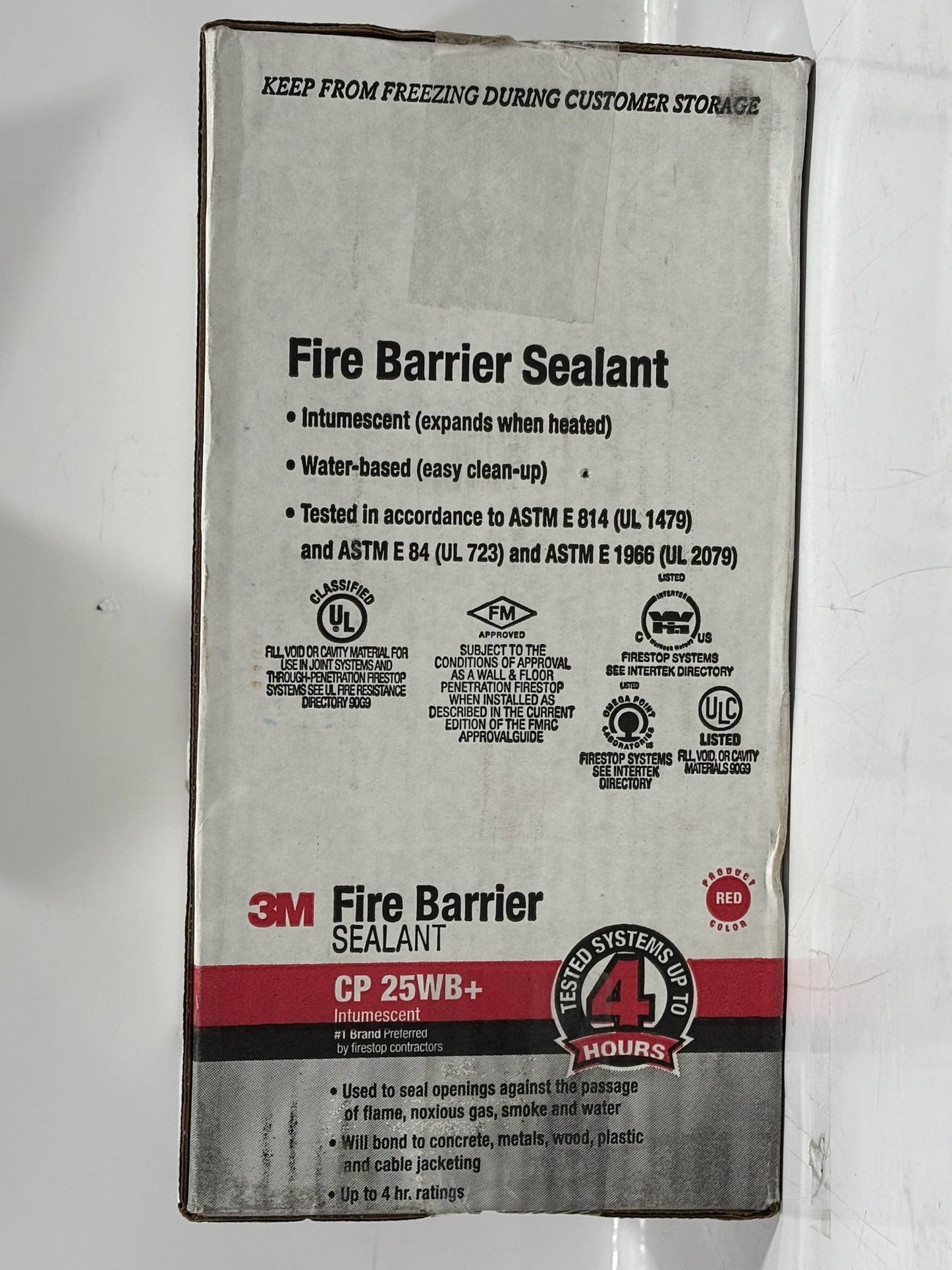 12 PK 3M Fire Barrier Sealant CP 25WB+ – 4-Hour Firestop Caulk, Paintable & Re-enterable