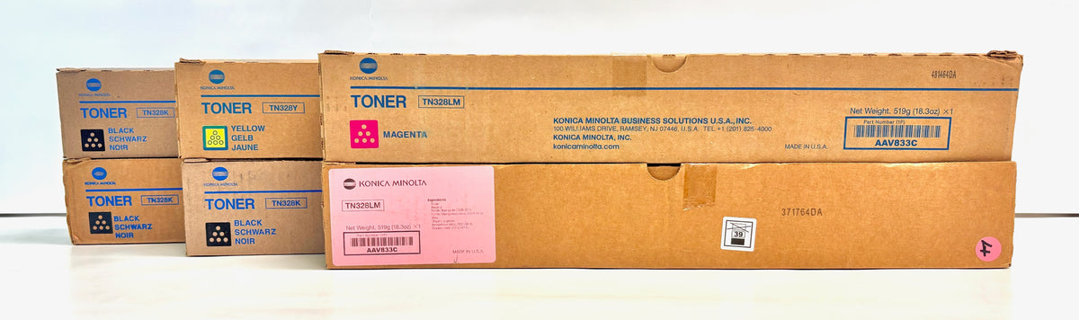6 Genuine Konica Bizhub C250i,C300i,C360i Mag, Yellow & Black Toners TN328MMYKKK
