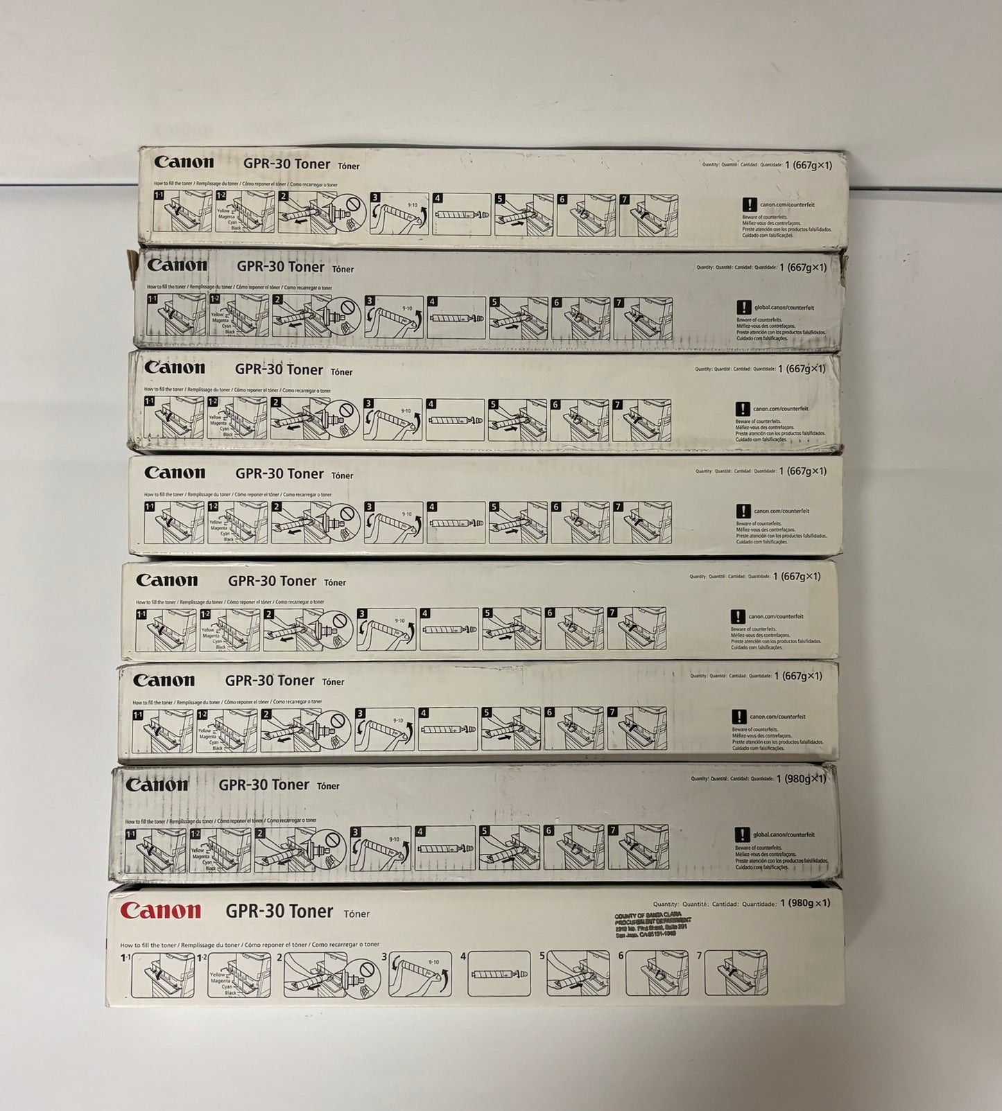 8 Genuine Canon iR ADVANCE C5045,C5051,C5250,C5255 GPR-30 MYK Toners (No Cyan)