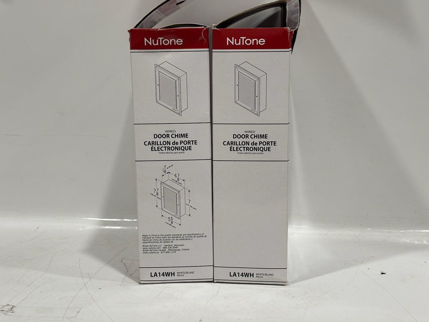 Lot of 2 Nutone LA14WH Decorative Wired Door Chime, White (Missing Cover)