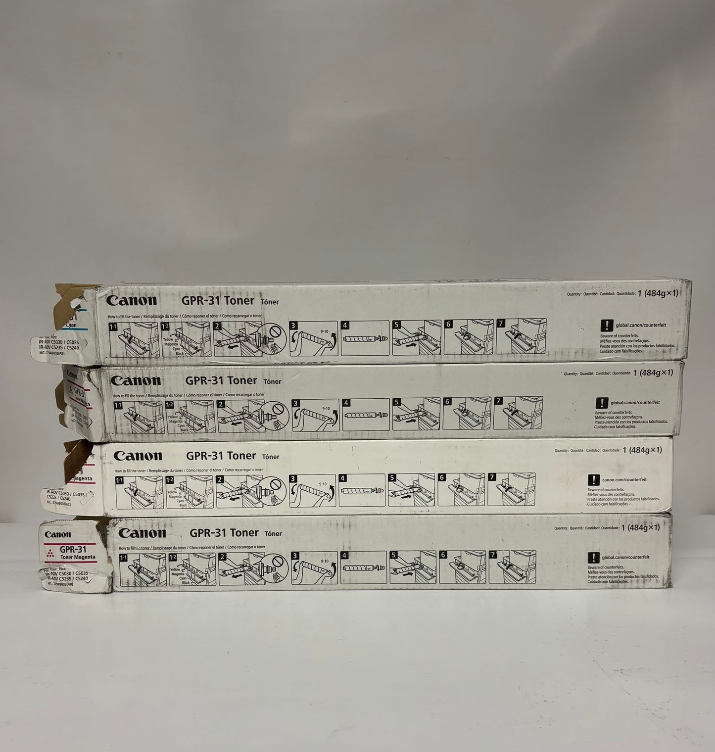 4 Open Genuine Canon iRA C5030,C5035,C5235,C5240 GPR-31C, GPR-31M Toners
