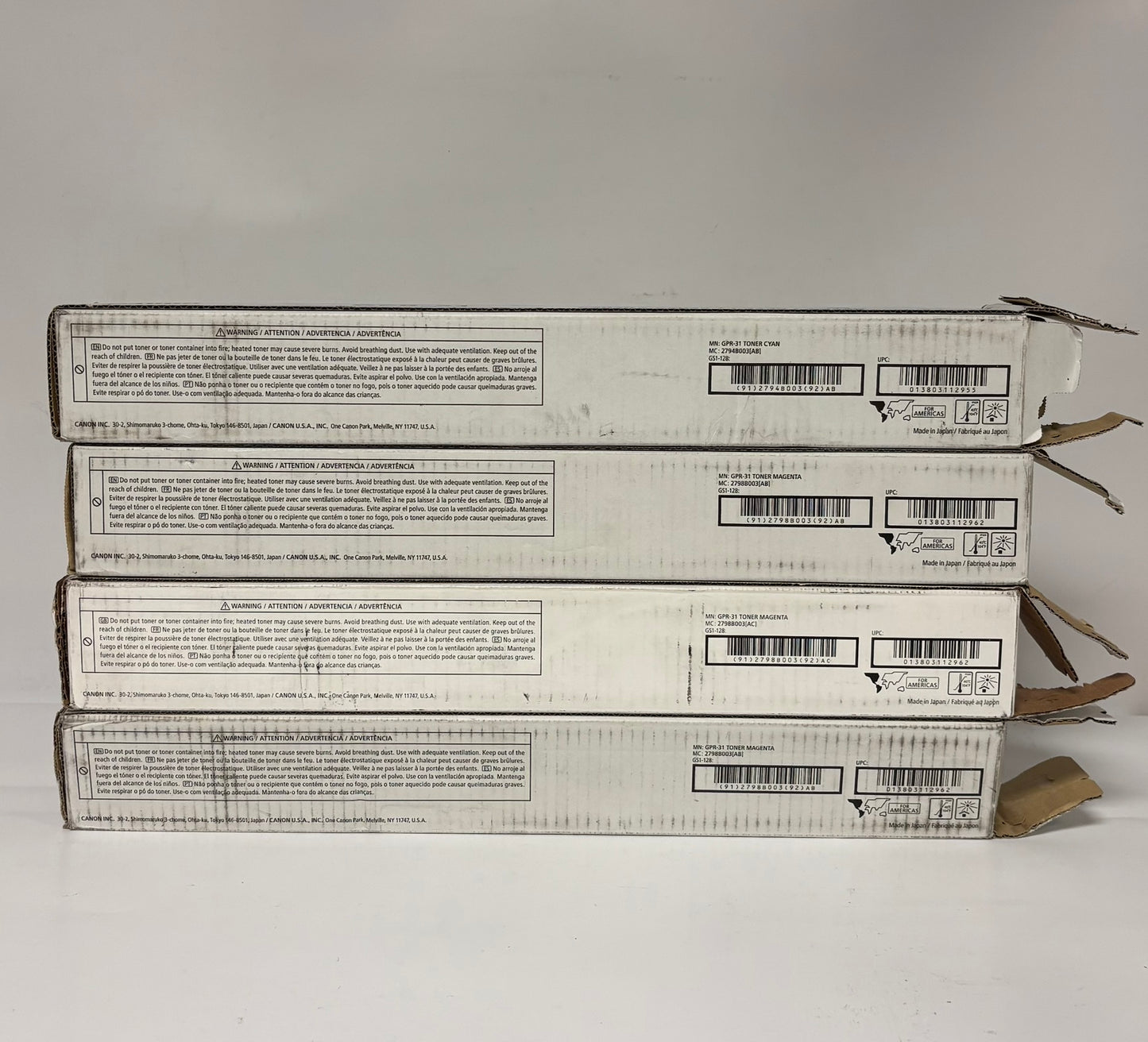 4 Open Genuine Canon iRA C5030,C5035,C5235,C5240 GPR-31C, GPR-31M Toners
