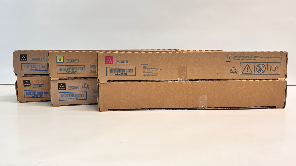 6 Genuine Konica Bizhub C250i,C300i,C360i Mag, Yellow & Black Toners TN328MMYKKK