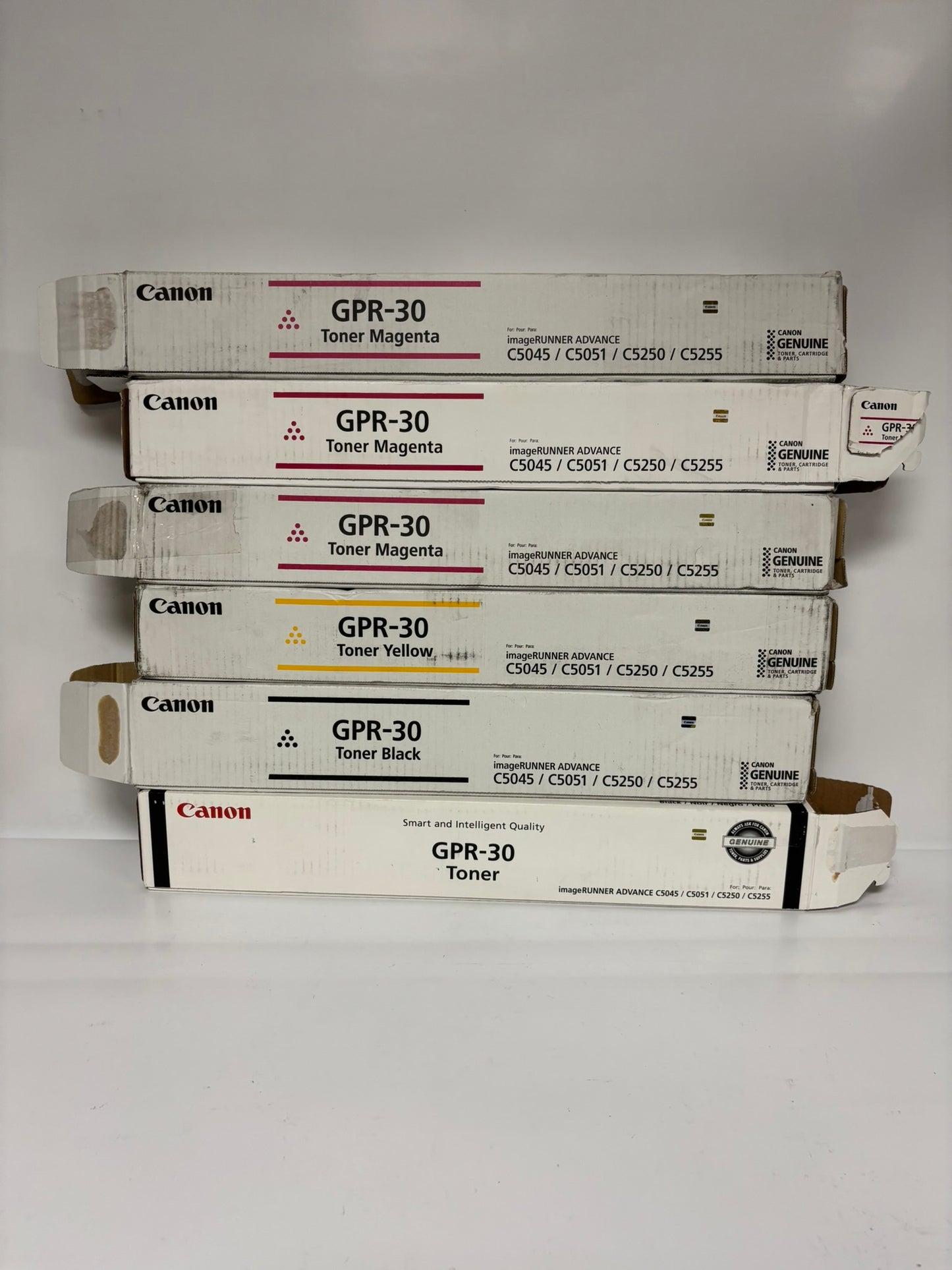 6 Open Genuine Canon iRA C5045,C5051,C5250,C5255 GPR-30MYK Toners (No Cyan)