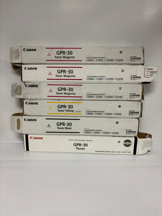 6 Open Genuine Canon iRA C5045,C5051,C5250,C5255 GPR-30MYK Toners (No Cyan)
