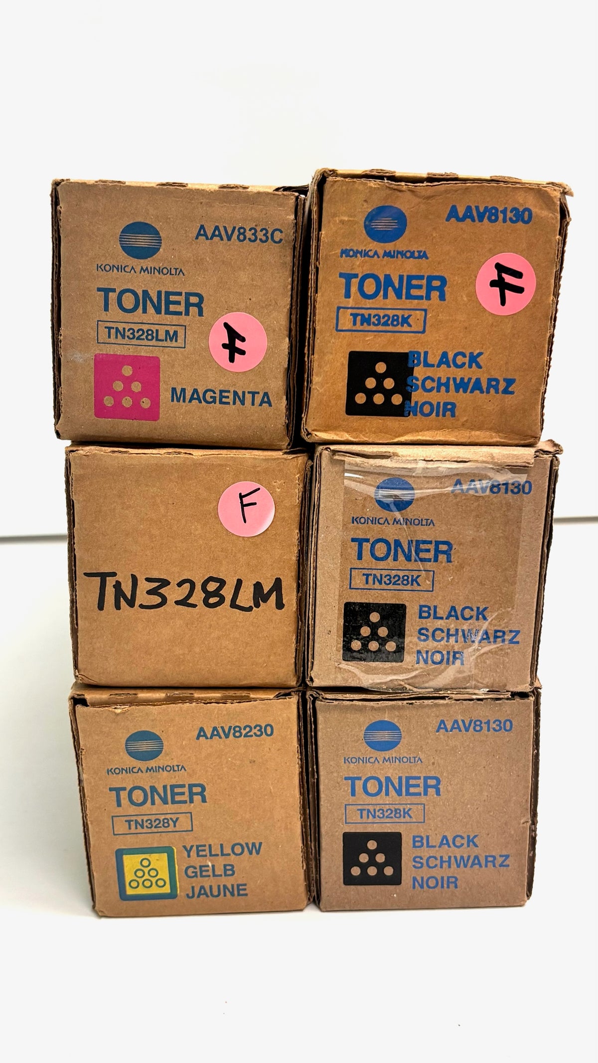 6 Genuine Konica Bizhub C250i,C300i,C360i Mag, Yellow & Black Toners TN328MMYKKK