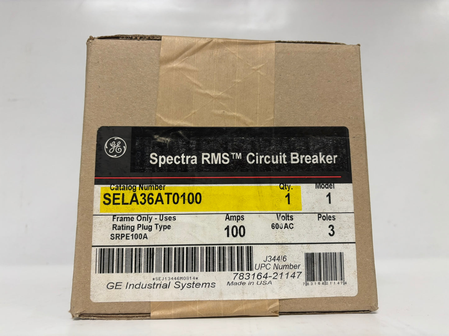 GE Spectra SELA36AT0100 3-Pole Circuit Breaker frame only – 100 AMP, 600 VAC