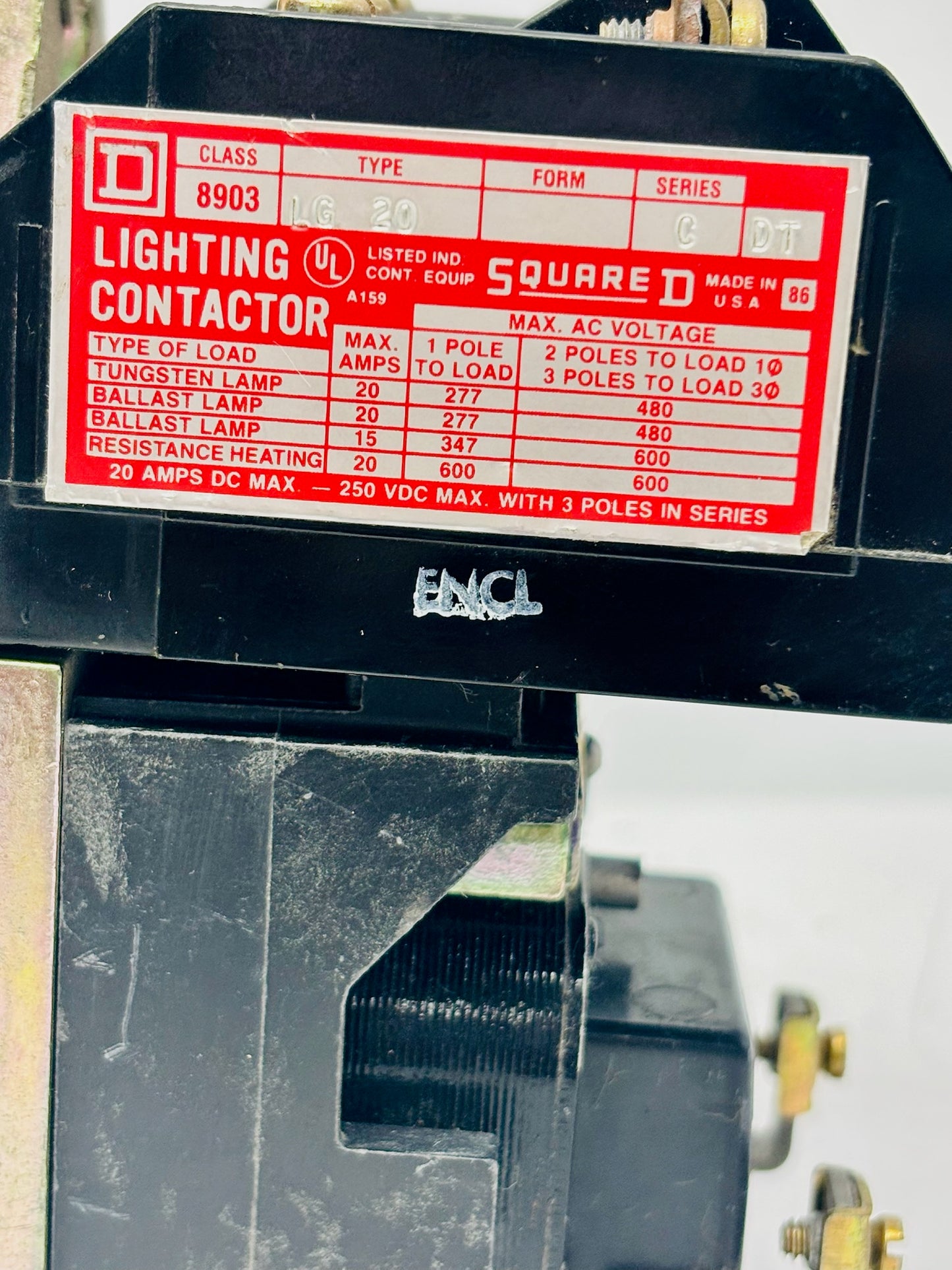 Square D 8903LG20 30A 2-Pole Lighting Contactor
