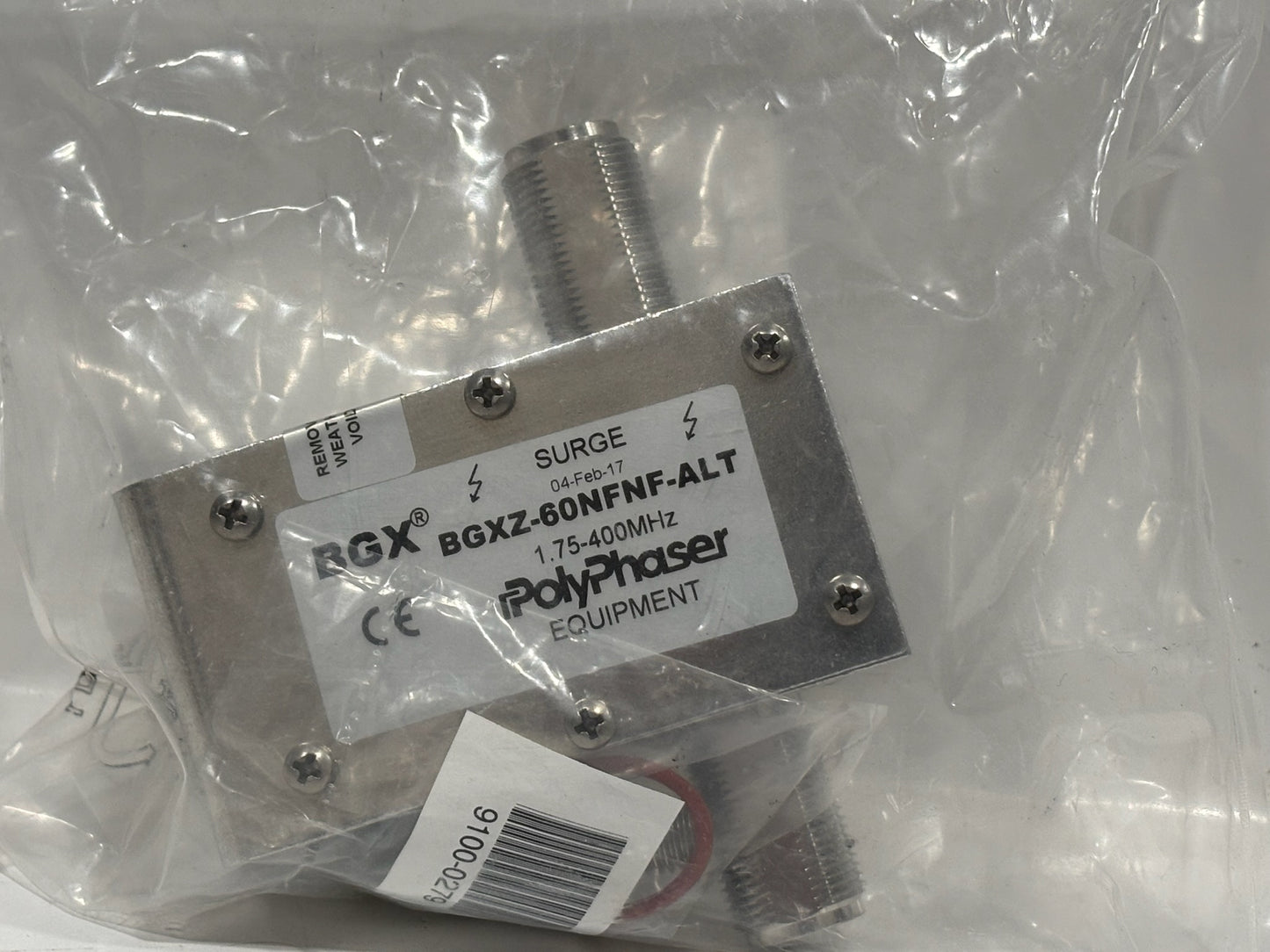 PolyPhaser BGXZ‑60NFNF‑ALT RF Surge Protector (N‑Female to N‑Female, 40–400 MHz)