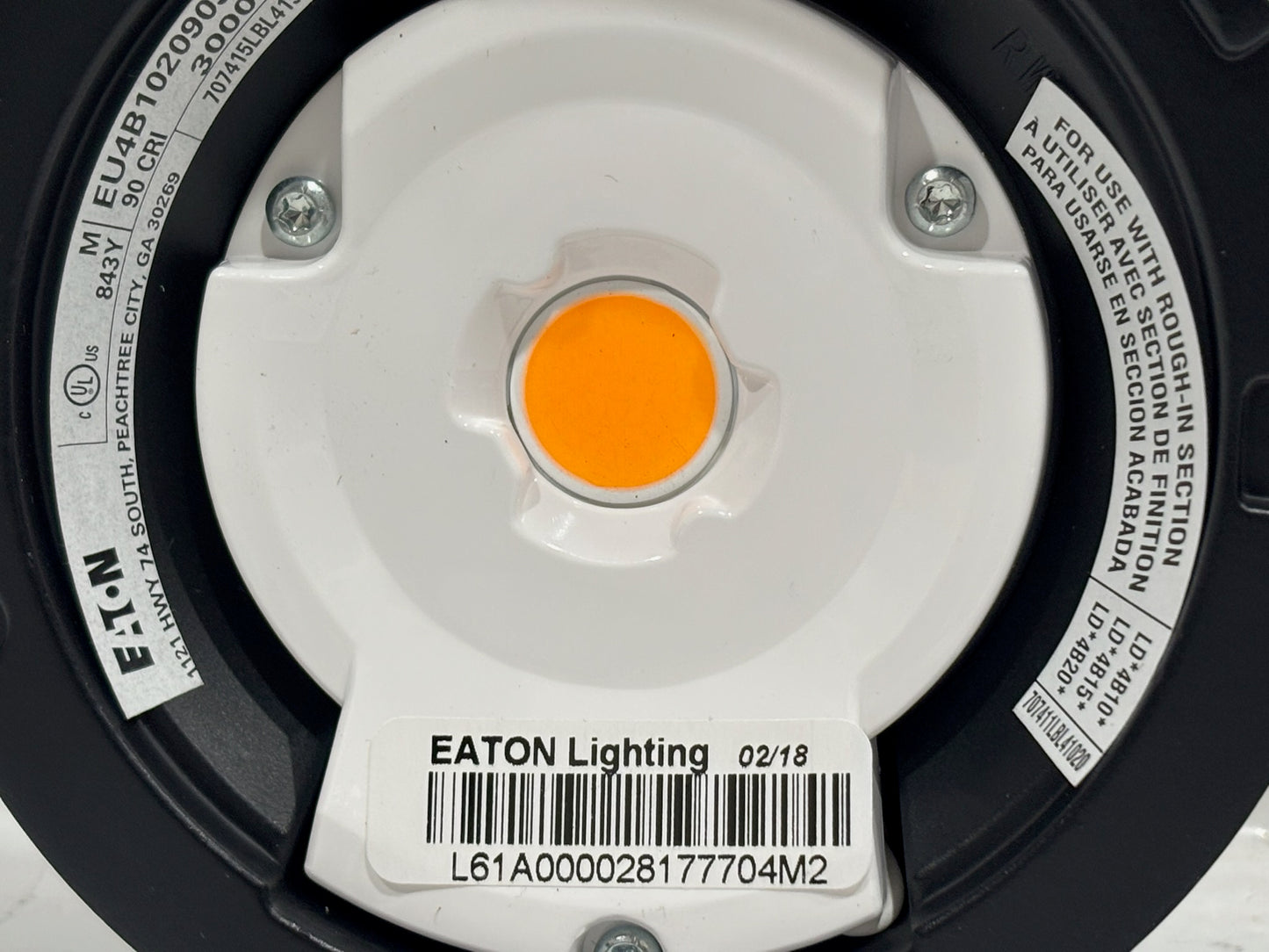 Eaton 12832315 4″ LED Module, 1000–2000 Lumens, 3000K, 90 CRI, Black Finish