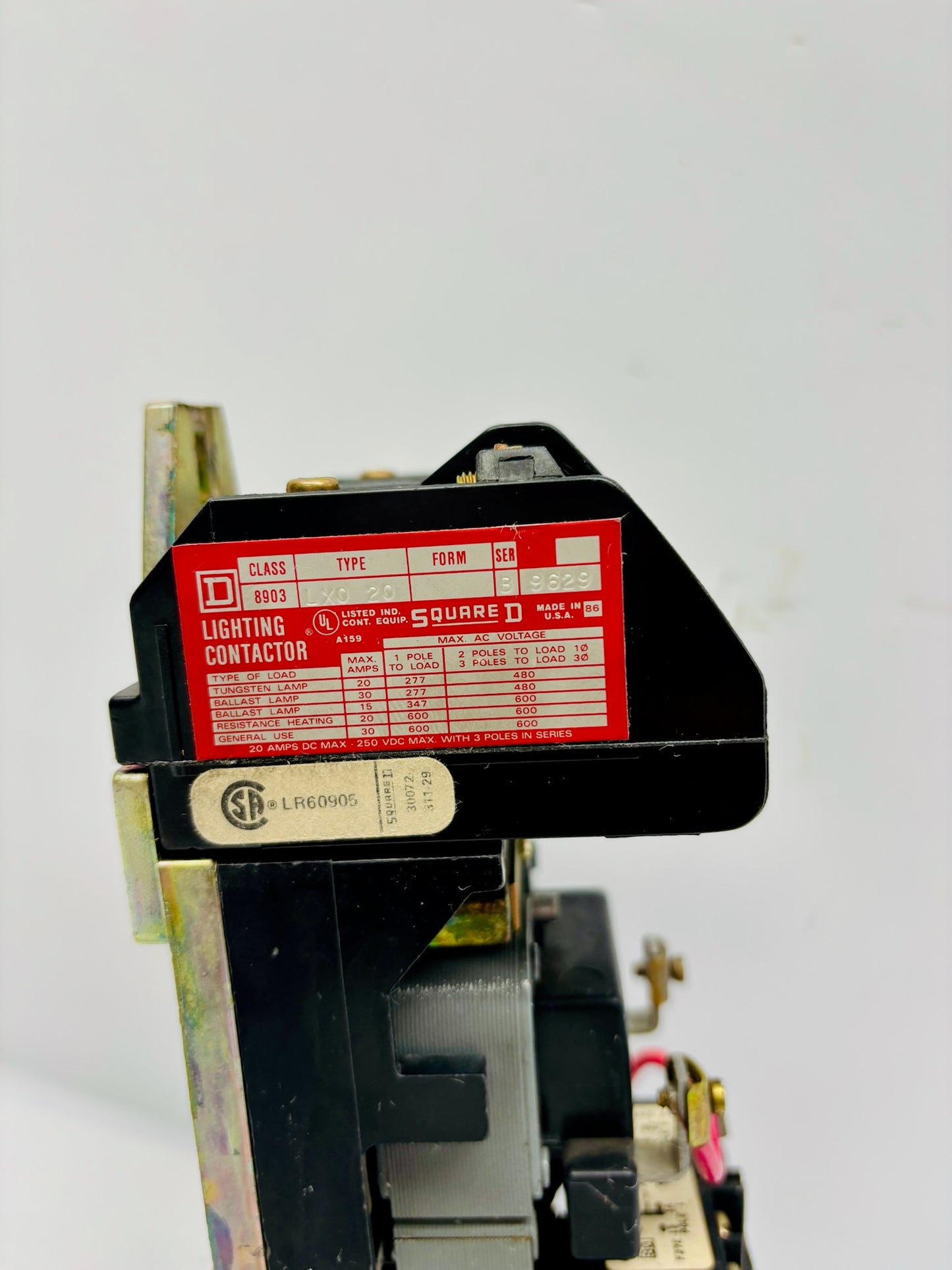 Square D 8903LX020 30A 2-Pole Mechanically Held Lighting Contactor