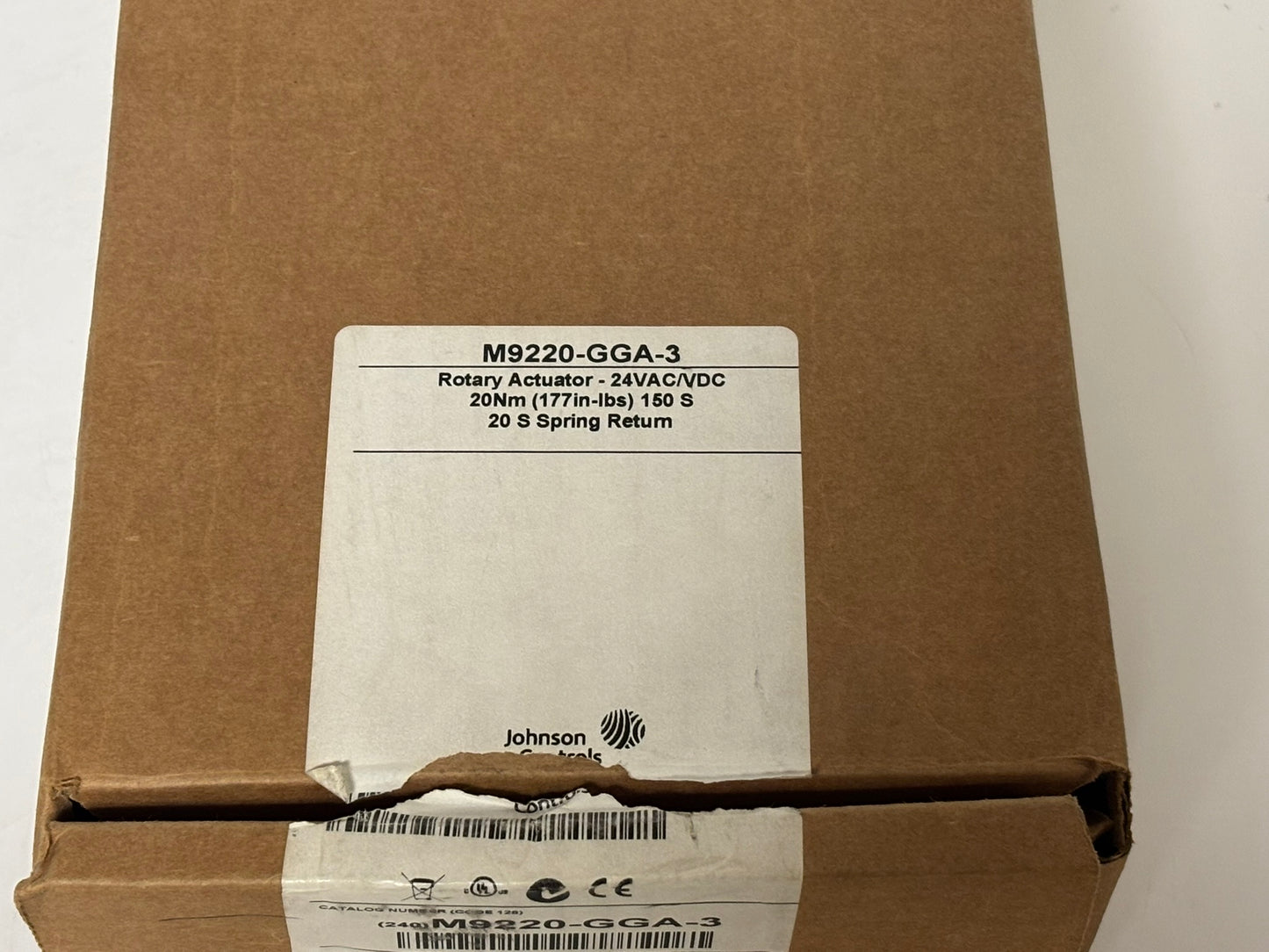 JOHNSON CONTROLS M9220-GGA-3 Electric Actuator 177 in-lb Spring 24VAC/DC