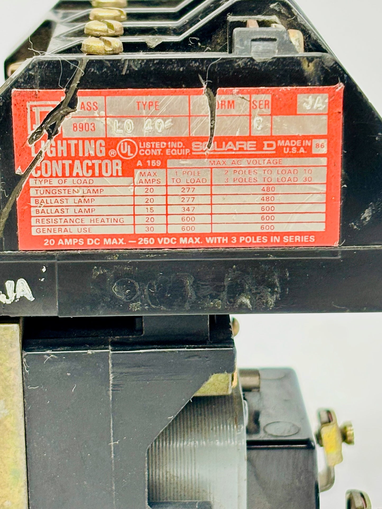 2 Pk Square D 8903L040 40A 4-Pole Lighting Contactor