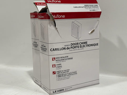 Lot of 2 Nutone LA14WH Decorative Wired Door Chime, White (Missing Cover)