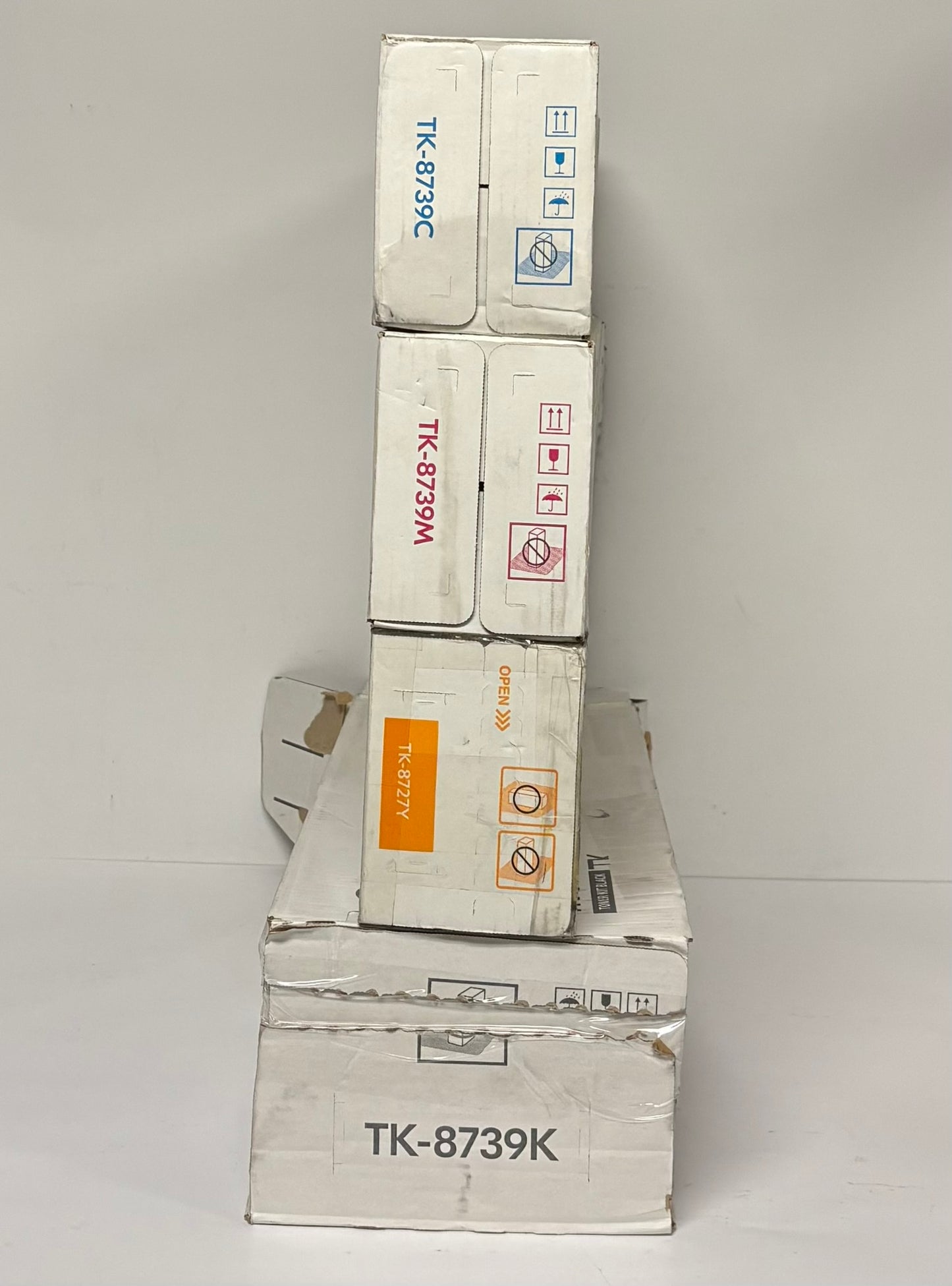 4 Genuine Kyocera 7052ci,7353ci,8052ci,8353ci CMYK Toners TK-8739CMK & TK-8727Y