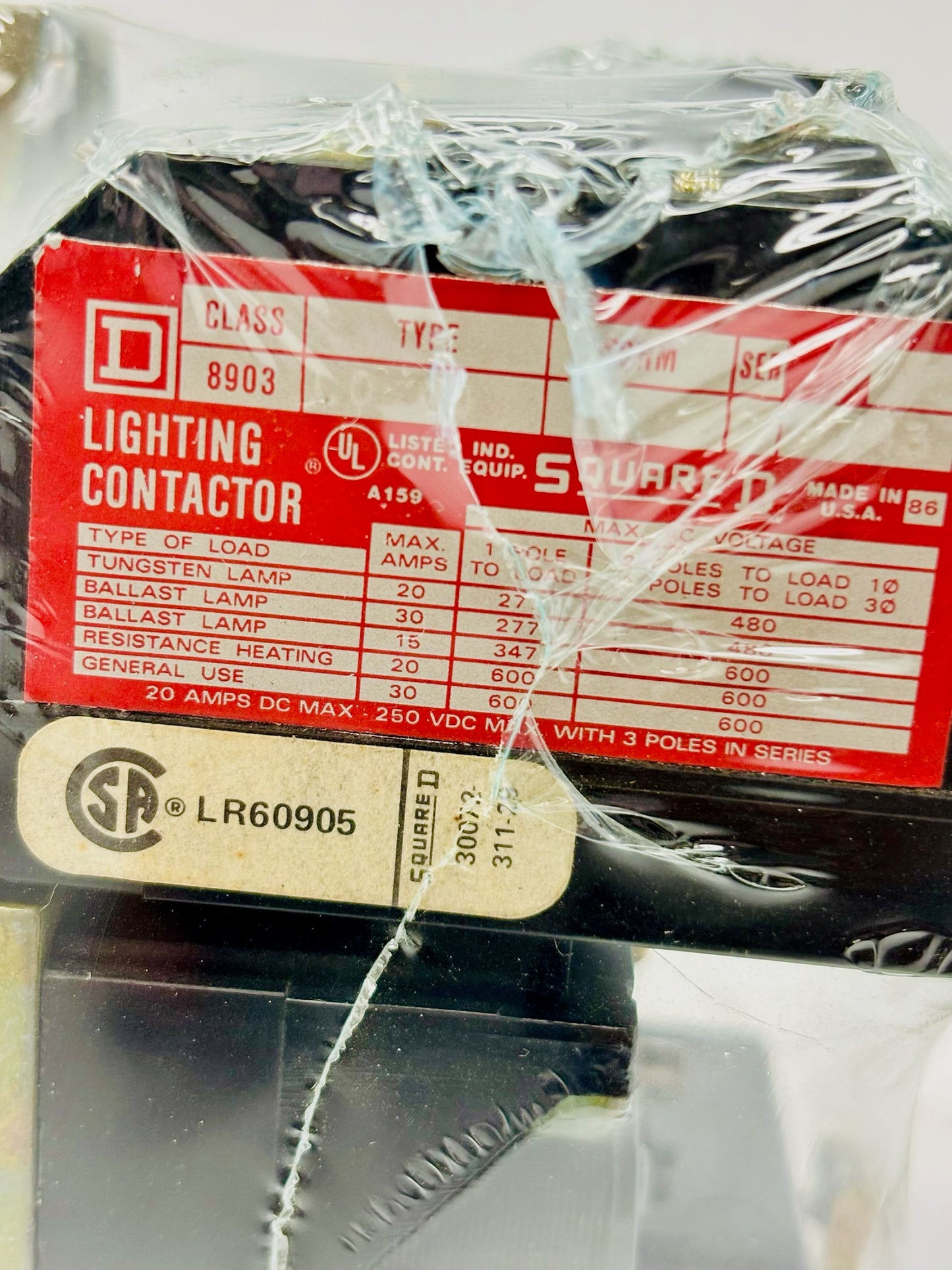 Square D 8903L040 40A 4-Pole Lighting Contactor