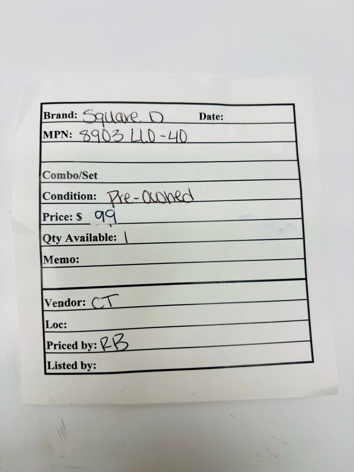 Square D 8903LL040 40A 4-Pole Lighting Contactor