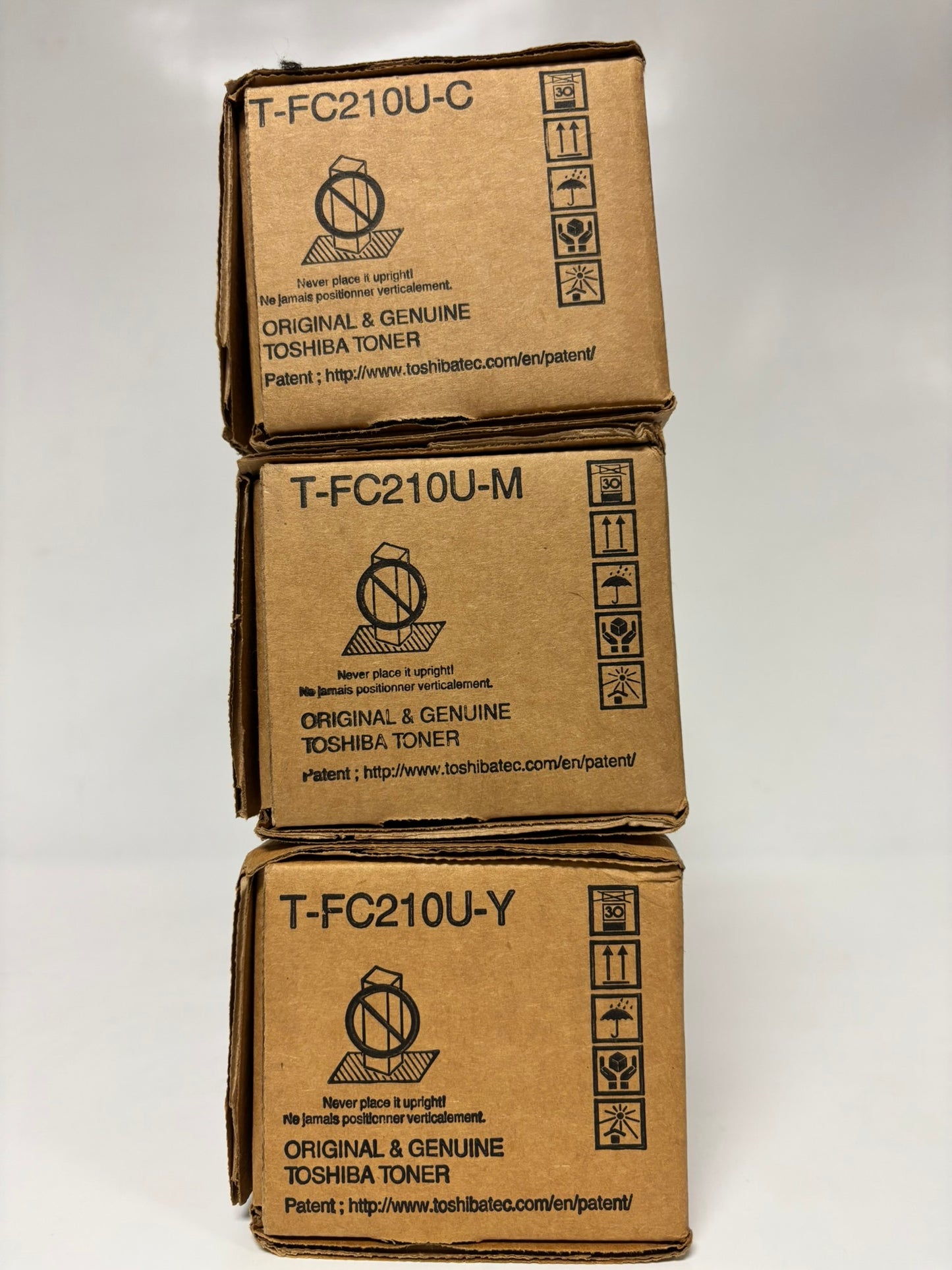 3 OEM Toshiba eStudio 2010AC, 2510AC CMY Toners T-FC210U-C,T-FC210U-M,T-FC210U-Y