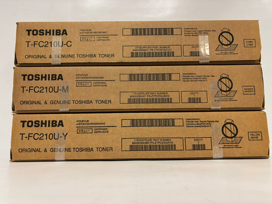 3 OEM Toshiba eStudio 2010AC, 2510AC CMY Toners T-FC210U-C,T-FC210U-M,T-FC210U-Y