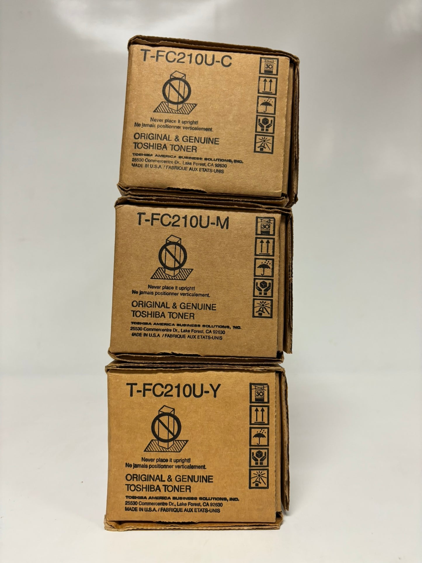 3 OEM Toshiba eStudio 2010AC, 2510AC CMY Toners T-FC210U-C,T-FC210U-M,T-FC210U-Y